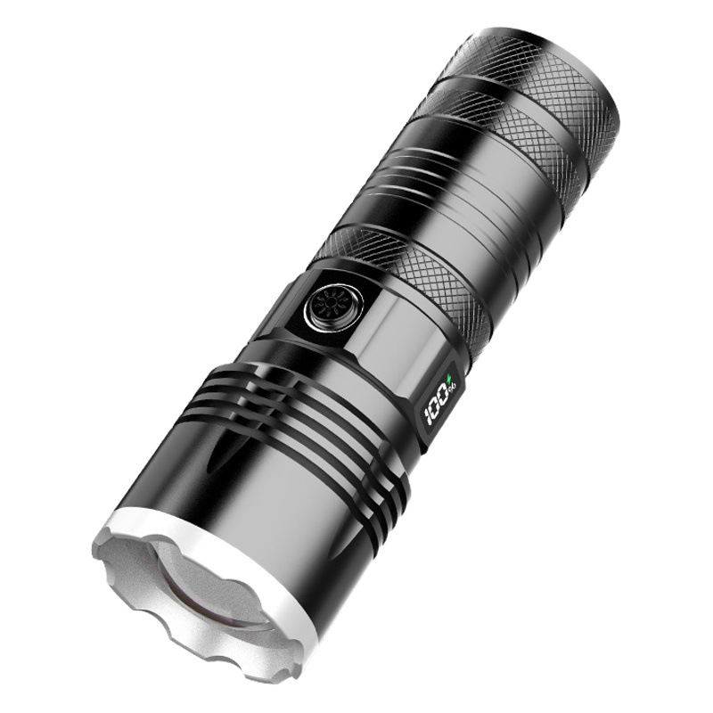 Nueva linterna láser eléctrica de tipo C de carga rápida de largo tiro telescópico zoom linterna acampar al aire libre linterna de luz fuerte