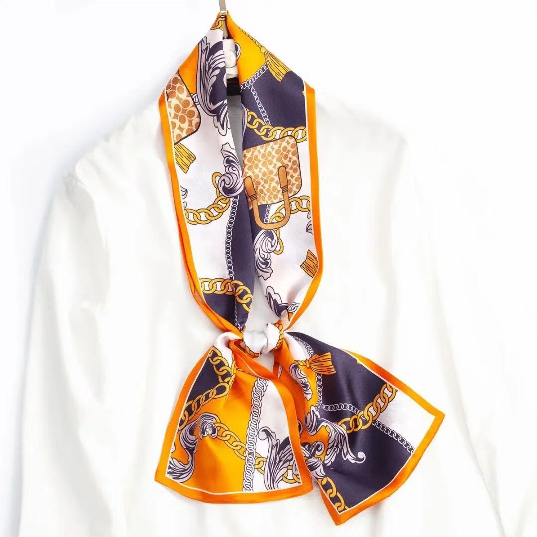 春と秋の絹織物のリボンの長いスカーフの長いマフラーの女性のスカーフの贈り物はすぐに卸売りします。