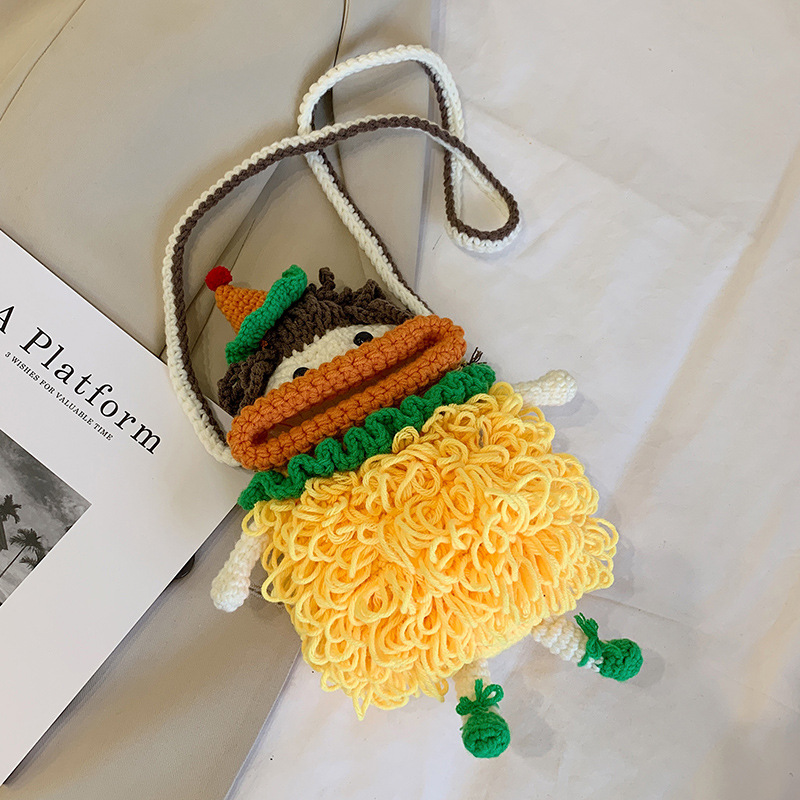 Douyin popolare salsiccia bocca grande bocca borsa per cellulare borsa fatta a mano all'uncinetto fai da te in lana per maglieria borsa divertente portachiavi_voghion.com