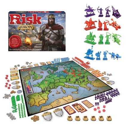 Board game cards: RISK, TICKET, ALIAS, DIXIT, and other party card games