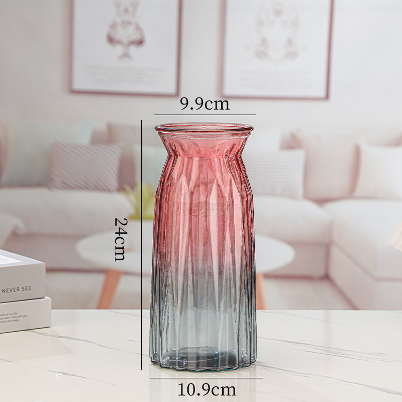 Vaso de gran tamaño de vidrio transparente decoración de sala de estar gran calibre de flores hidroponía rica bambú grueso rosa de bambú