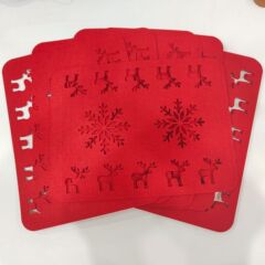 外国貿易クロスボーダー透かし彫り断熱テーブルマット赤い雪花形不織布茶マットテーブル装飾マットフェルトマット
