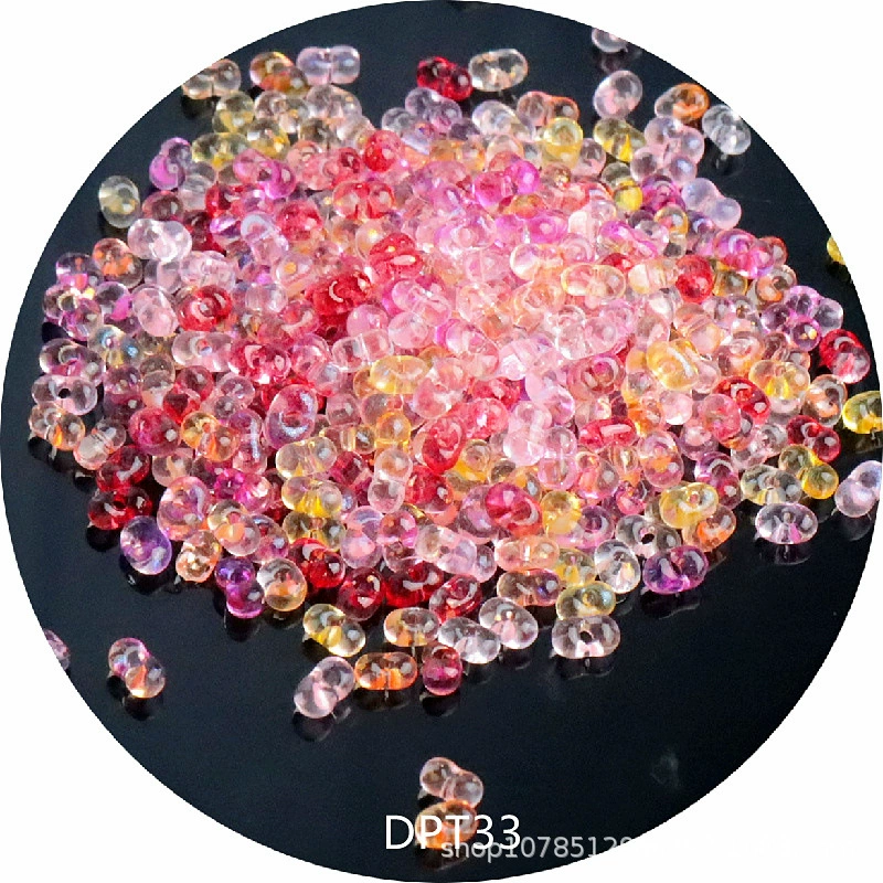 Glass transparent two-color accessory handmade, beads, 6mm, gradient