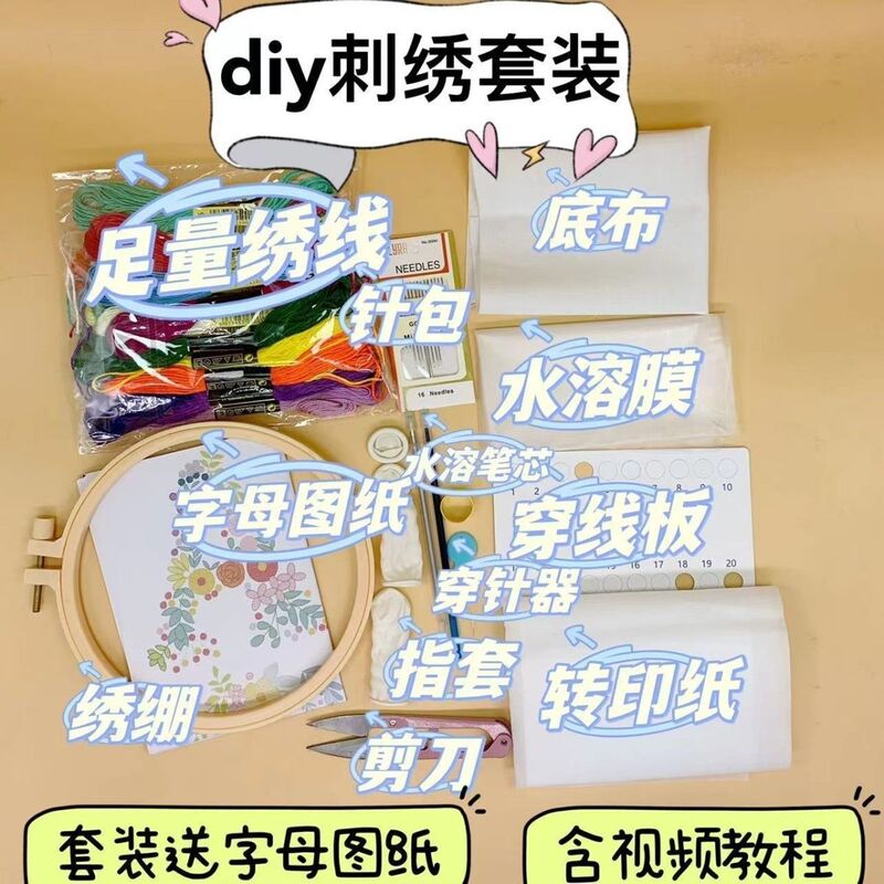 Letter Handmade T-Shirt Clothes DIY Embroider DIY Surname Material Boyfriend Embroider Gift Self-Embroider Couple Cross Stitch