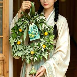 端午节花环手工diy新鲜艾草花束非遗门挂装饰品菖蒲车载挂件礼品