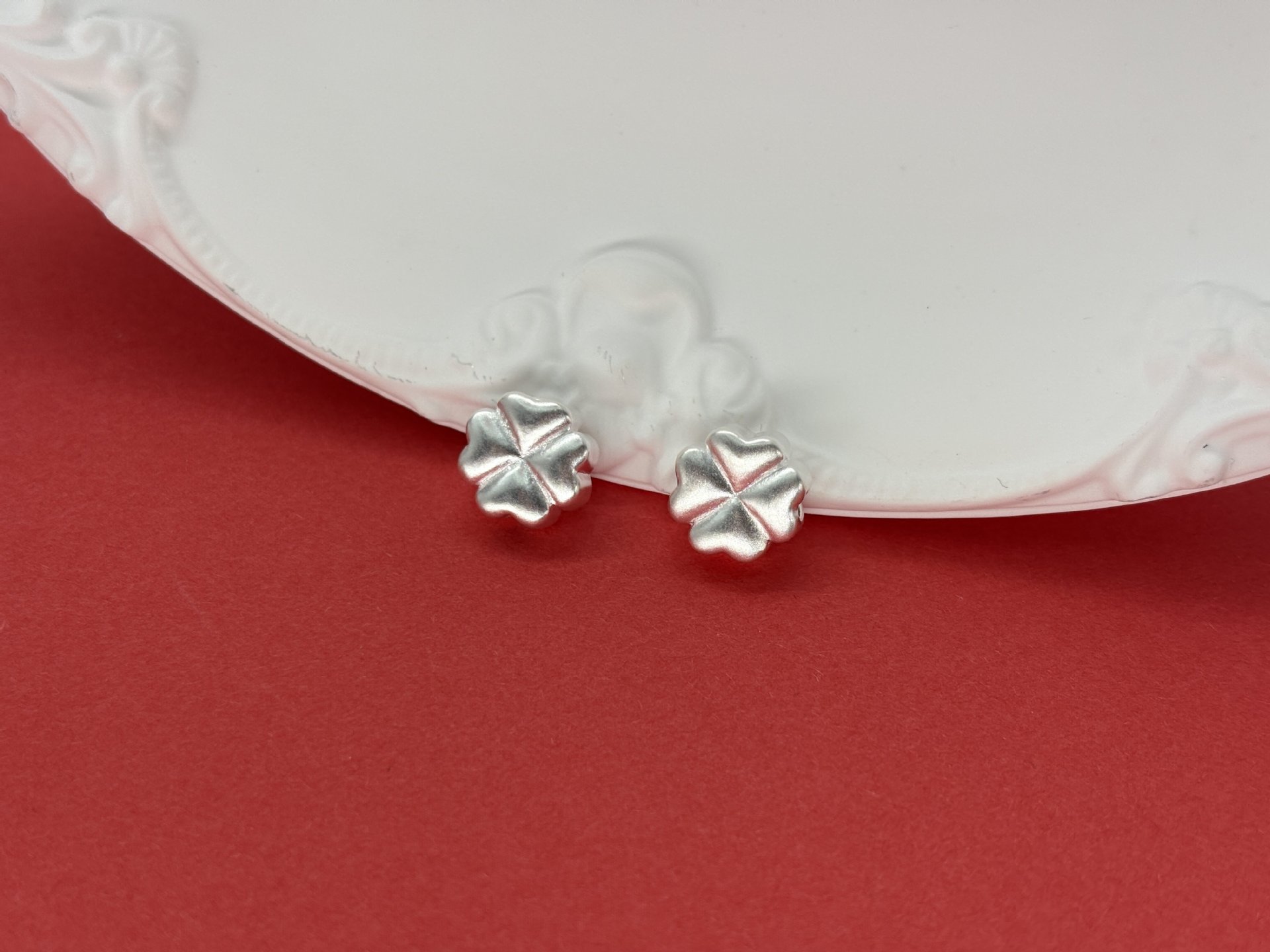 999 Pure Silver Lucky Four-Leaf Clover Beads, Versatile Pure Silver Accessories, Handmade DIY Braided Rope Accessories, Bracelet Spacer Beads