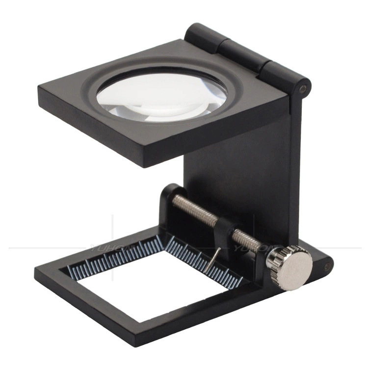 Цельнометаллическое тройное складное увеличительное стекло с указкой, 10-кратная идентификация антикварных украшений, дюйм, см, шкала, линейка, измерение