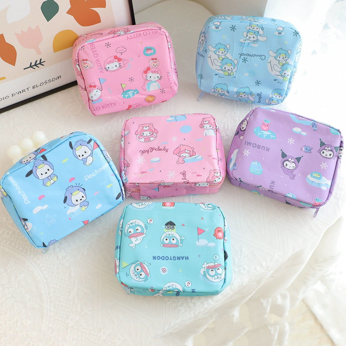 Cartoon handheld organizer bag, universal purse