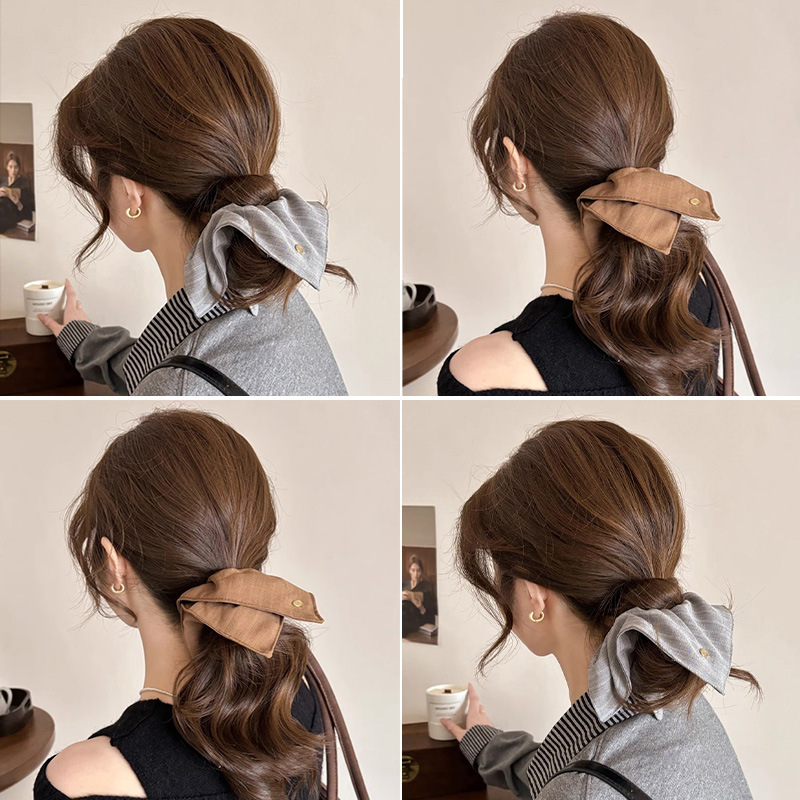 Anillo de cabello de intestino grande francés toallas cuadradas otoño invierno baja cuerda de cola de caballo correa de cuero cabello adornamiento de cabello de mujer dulce cinturón de cabello de alta calidad