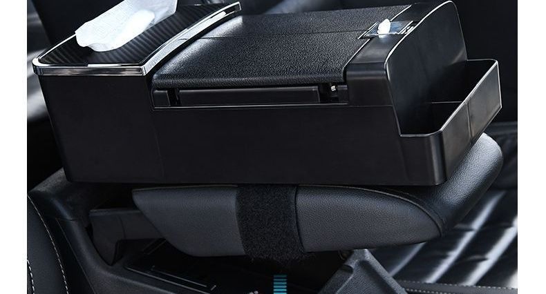 Multifunctional car cup holder with tissue box, creative design with storage box and armrest box