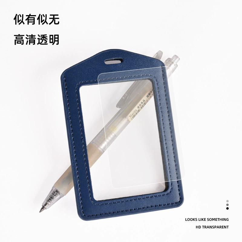 Double-sided transparent card holder, set, work strap, genuine leather