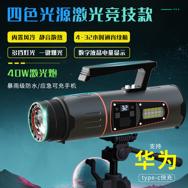 Travel light source with laser for fishing