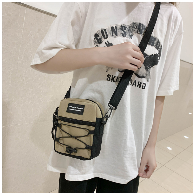67g Weight Zipper Closure Type Single Shoulder Strap Strap Type Crossbody Bag Bags Type Nylon Material Letter Pattern Streetwear Style Square Shape Khaki, Light Grey, White, Black Color Small Size Small Nylon Letter Streetwear Square Zipper Crossbody Bag 22