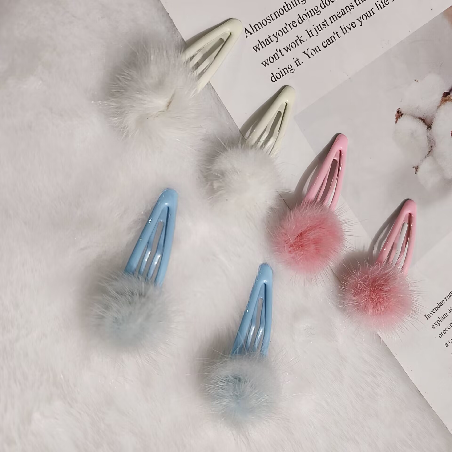 Cute Autumn and Winter New Furry Ball Kidsren's Broken Hair Hairpin Girl Baby Bangs Hairpin Clip Headwear