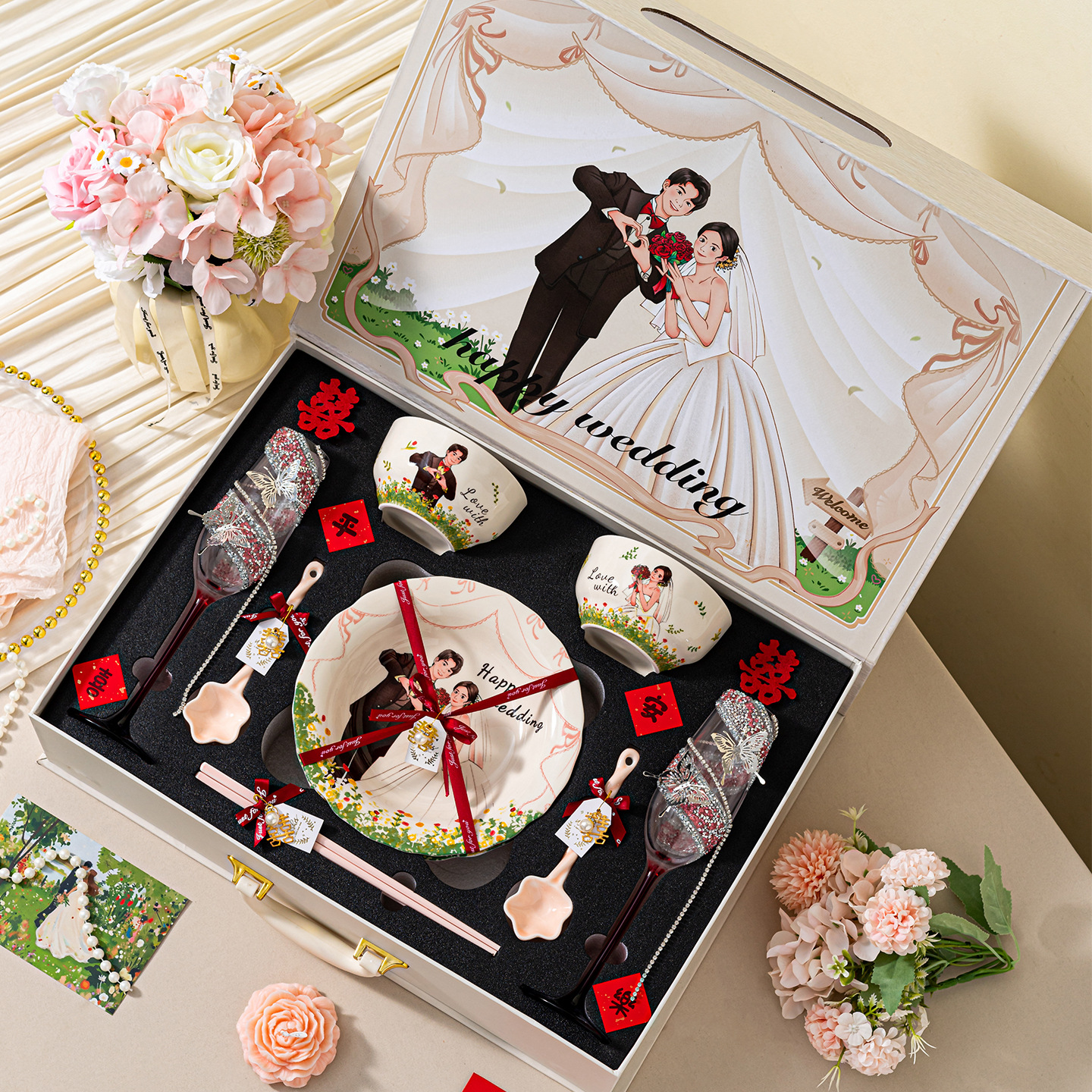 Tazos de cerámica simples de alto valor para regalos de boda, platos de alta calidad, caja de boda, platos de cerámica