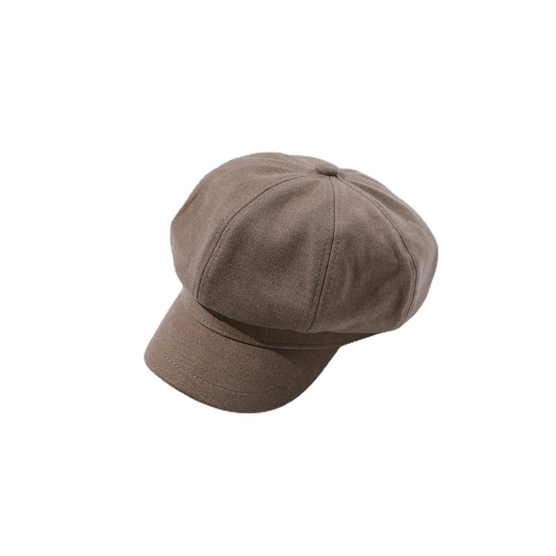 Cappello basco unisex donna autunno e inverno moda caldo cappello invernale tinta unita cappello ottagonale con berretto d'anatra_voghion.com