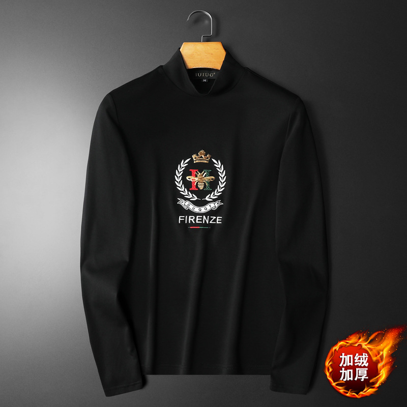 Autumn and Winter New Style Lunquqi Light Luxury High-Quality Half-High Collar Double-Sided Fleece Base Shirt for Men, Factory Direct Sales, in Stock for Winter