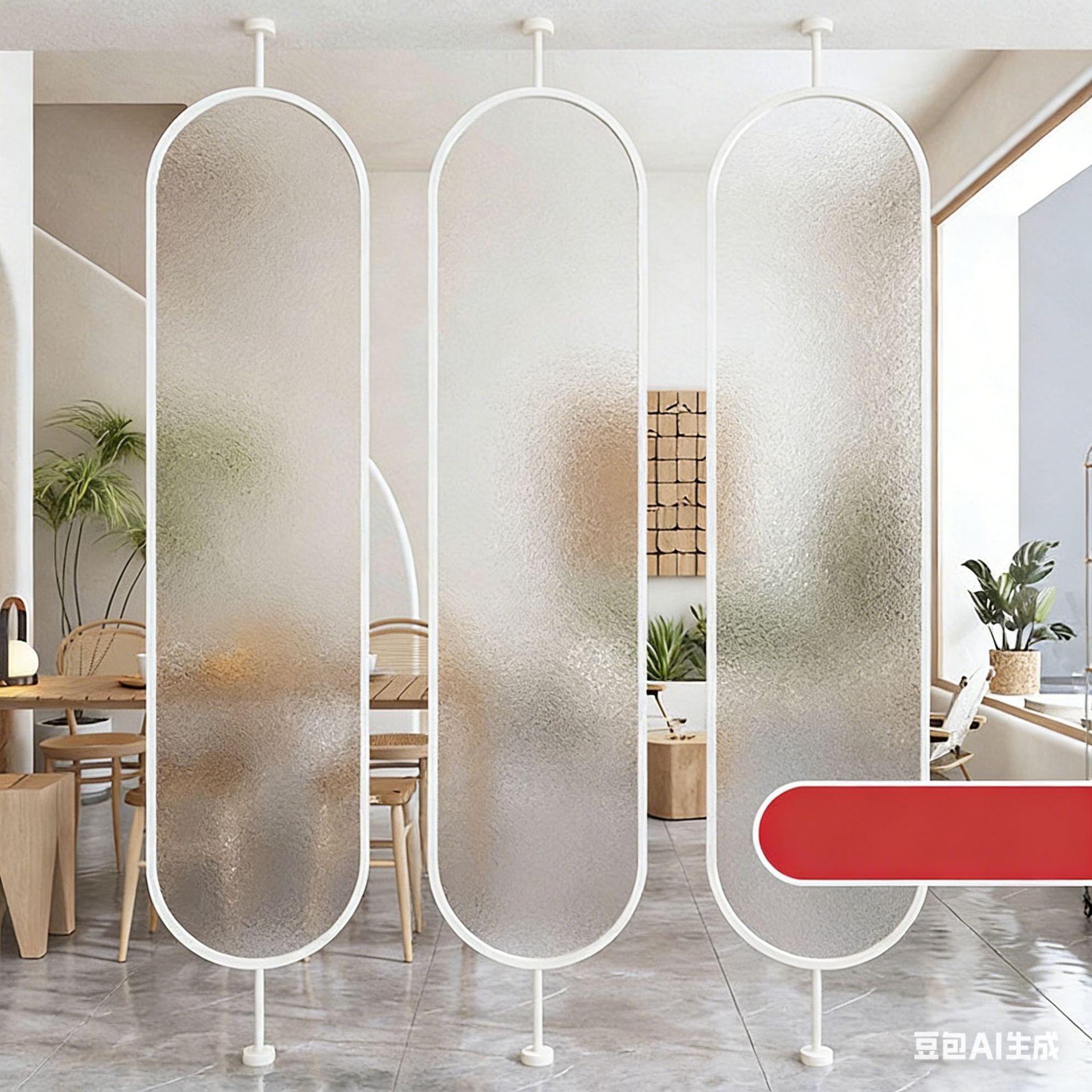 Hotel Clubhouse Nordic Light Luxury Screen Partition, Simple Office Entrance Hall Living Room Divider with Long Strip Glass for Small Apartments