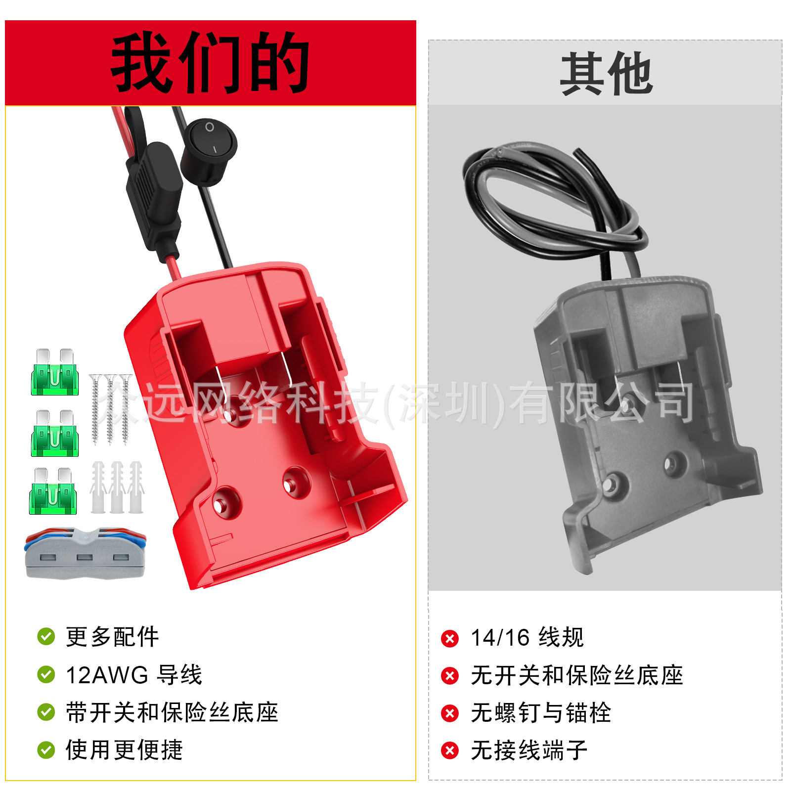 Adaptador de Descarga Externa con Cable para Batería de Litio Milwaukee de 18V, Conector Adaptador para Bricolaje