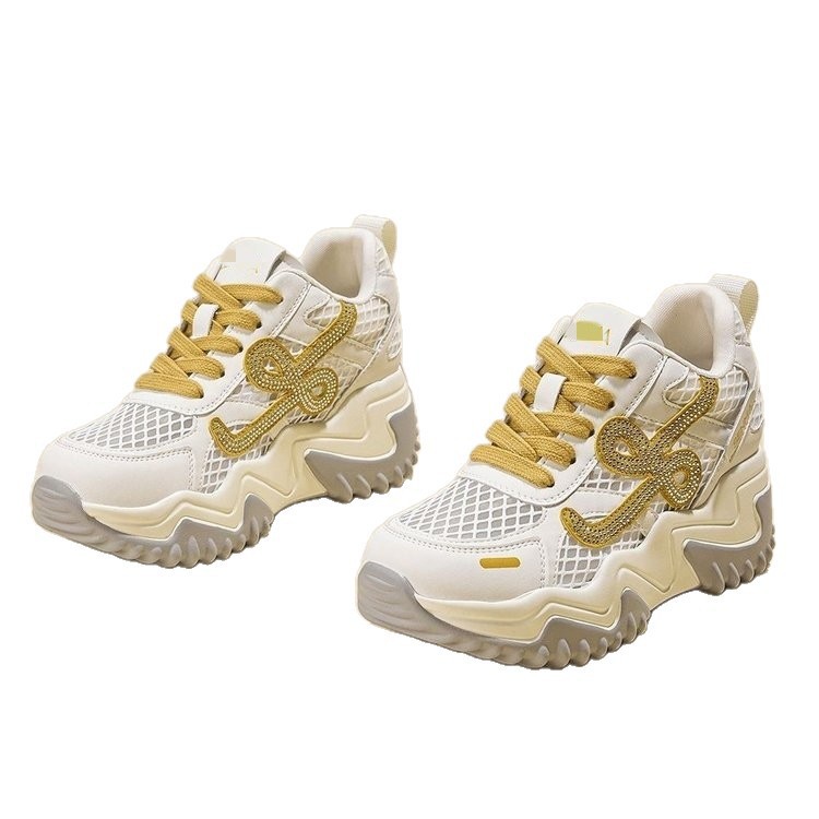 Verano simple red transpirable muffin grueso zapatos de papá mujer 2026 nuevo versátil con suela suave no cansado zapatos deportivos casuales