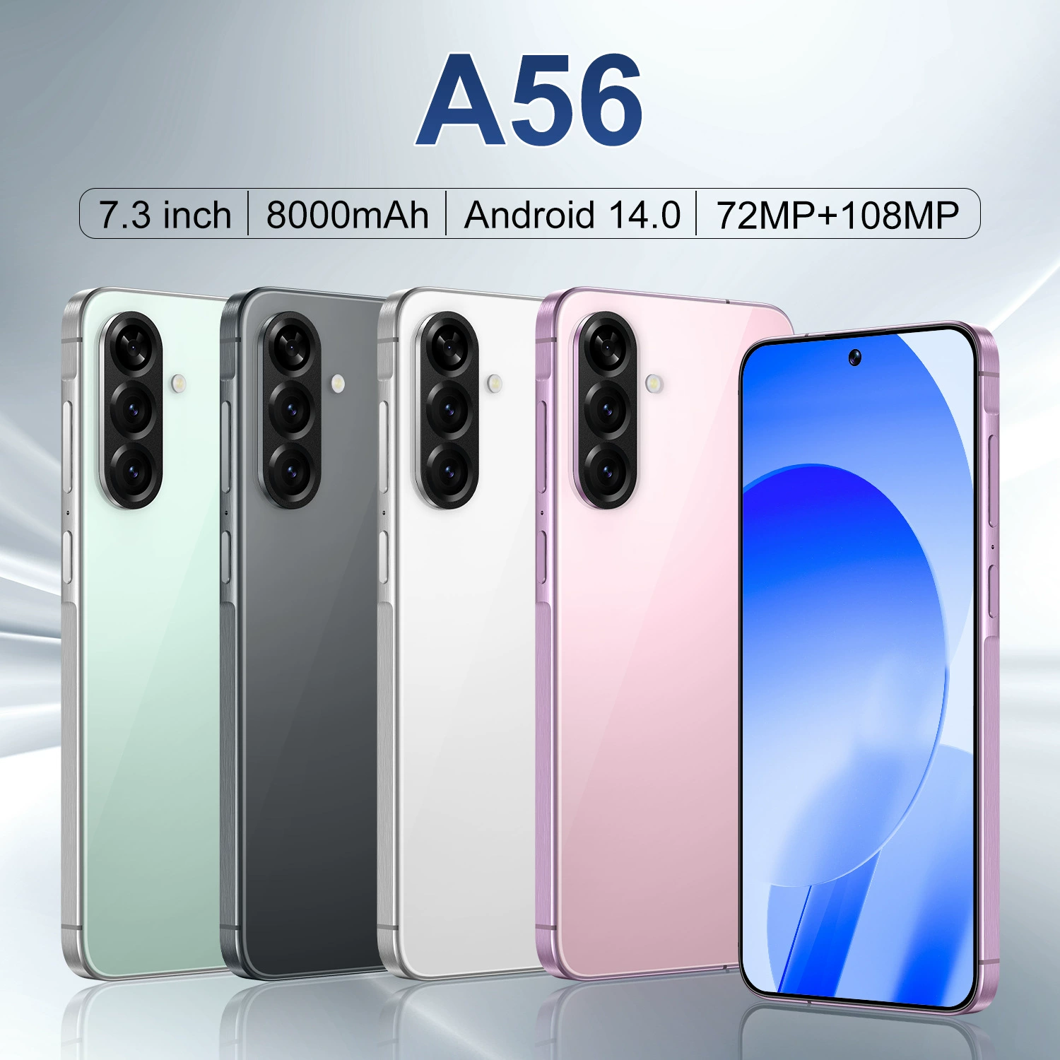 Мобильный телефон (Elite) A56 — 7.3" широкий экран, Android 14, 5G, 8000 мА·ч