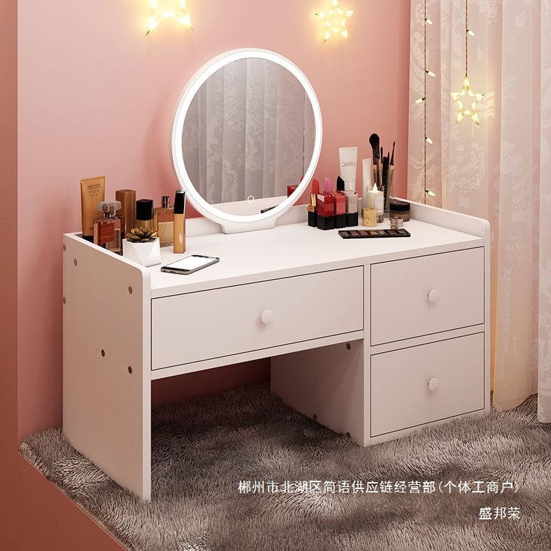 Fábrica directa pequeña ventana flotante simple tocador pequeño dormitorio de alquiler de la mesa de maquillaje nórdica espejo