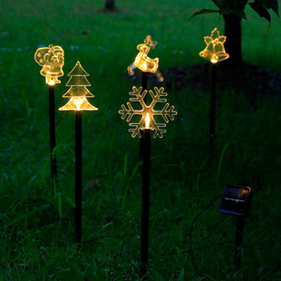 led outdoor solar five-pointed star snowflake christmas tree bell waterproof lawn floor light courtyard decoration lights