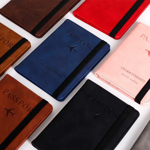 Pu Leather Strap Passport Holder Rfid Passport Cover Protective Case for International Travel Wallet Card Holder Ticket Holder Document Holder
