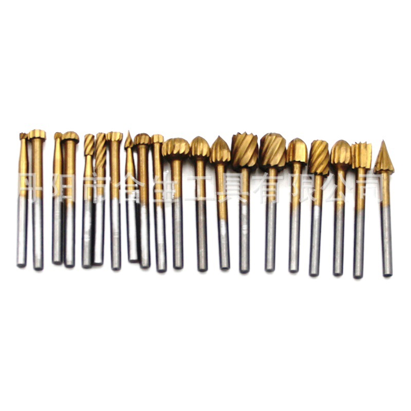 Juego de 20 piezas 3mm molino eléctrico carpintería de acero de alta velocidad pequeño archivo rotativo talla DIY molienda cabeza de molienda cortador traje Accesorios
