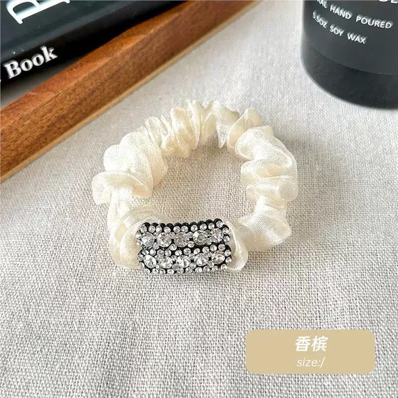 Mesh cuadrado diamante anillo de pelo intestino grueso coreano atado cabello delicado cuerda de cabeza mujer 2025 nuevo cinturón de cuerda de cabello de alta calidad