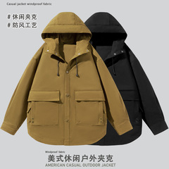秋冬服新型男性工装ジャケットカジュアルフード付きコート