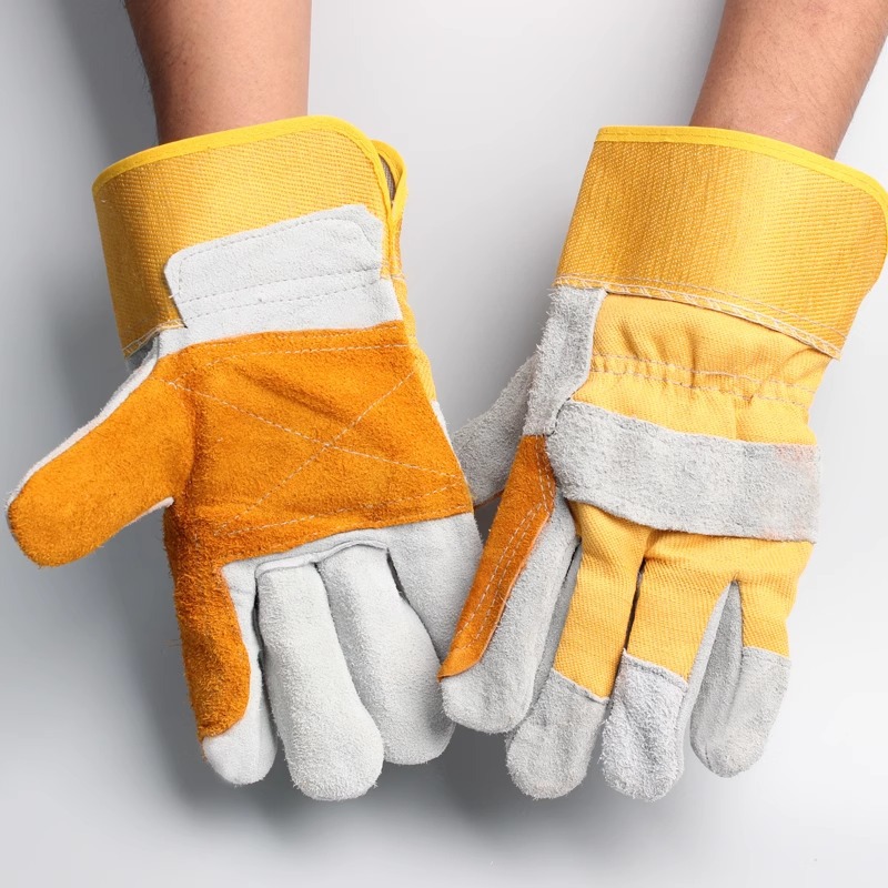 短款牛二层皮电焊手套焊接焊工防护手套耐用隔热耐高温劳保手套