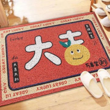 Nacional de moda anillo de seda puerta Mat Puerta de bienvenida PVC impermeable antideslizante pie estera raspado barro frotando suelo se puede cortar