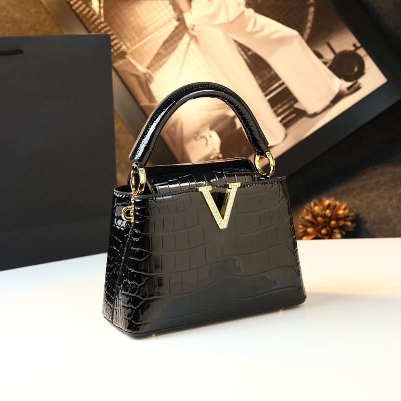 Bolso de cubo 2025 nueva moda moda tendencia bandolera bolso femenino con patrón de cocodrilo bolso de cuero