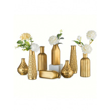 H 72963 Gold Vintage Glass Vase ��ɫ�йŲ�����ƿ�羳����
