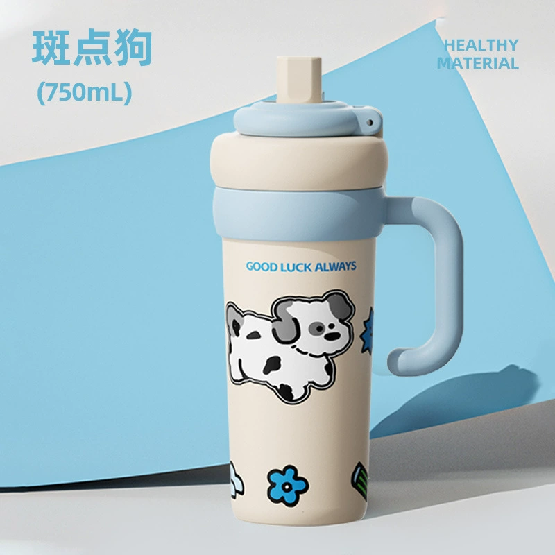 Capacious glass, tea cup, high quality ceramic straw with glass