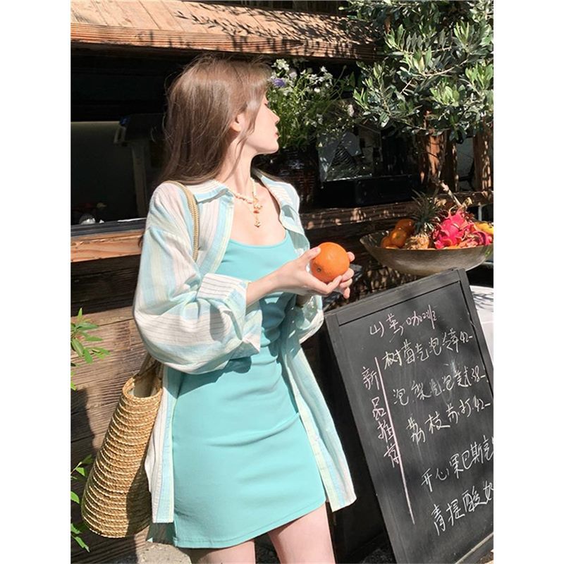 윈난 산야 여행복 사진 비치 원피스 태국 도파민 원피스 해변 휴일 원피스 슈퍼 요정