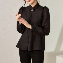 2326303-南油新品超百搭名媛气质精仿天丝欧根纱衬衣显瘦遮肉女装