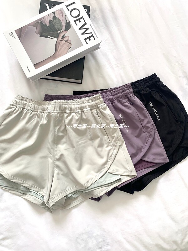 Nangao Women's Outdoor Sports Shorts Summer Quick-Dry Two-In-One Running Shorts Fake Two-Piece Fitness Shorts