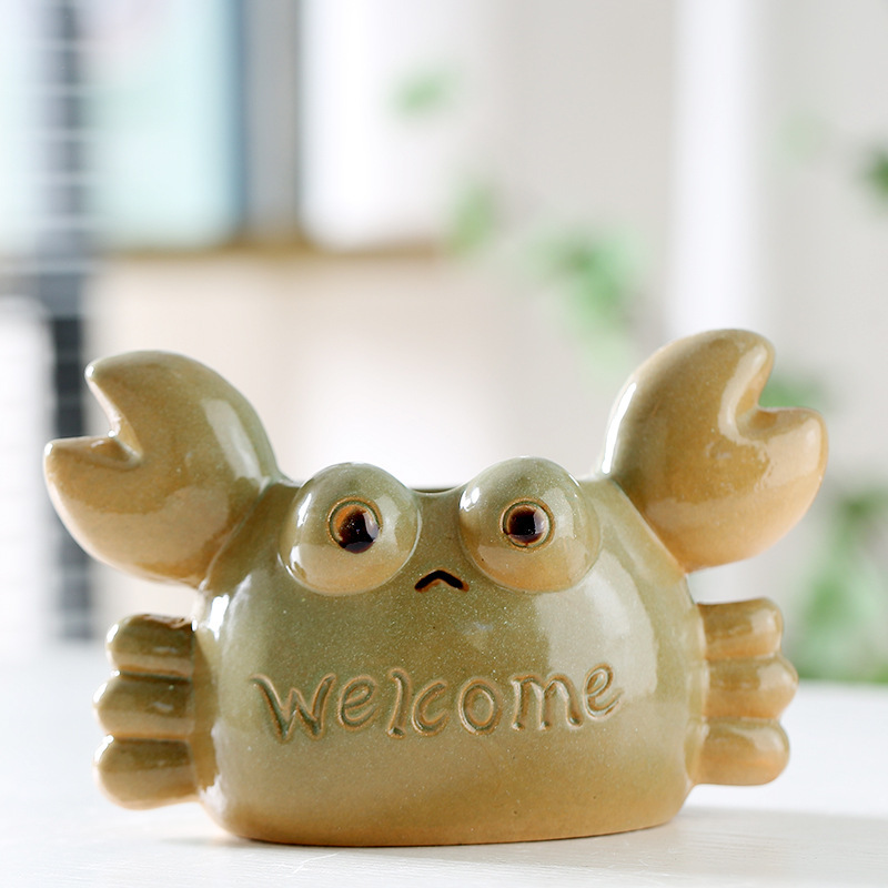 Kiln-Glazed Crab Animal Succulent Flower Pot Ceramic Household Special Breathable Coarse Pottery Root-Control Pot Wholesale Clearance