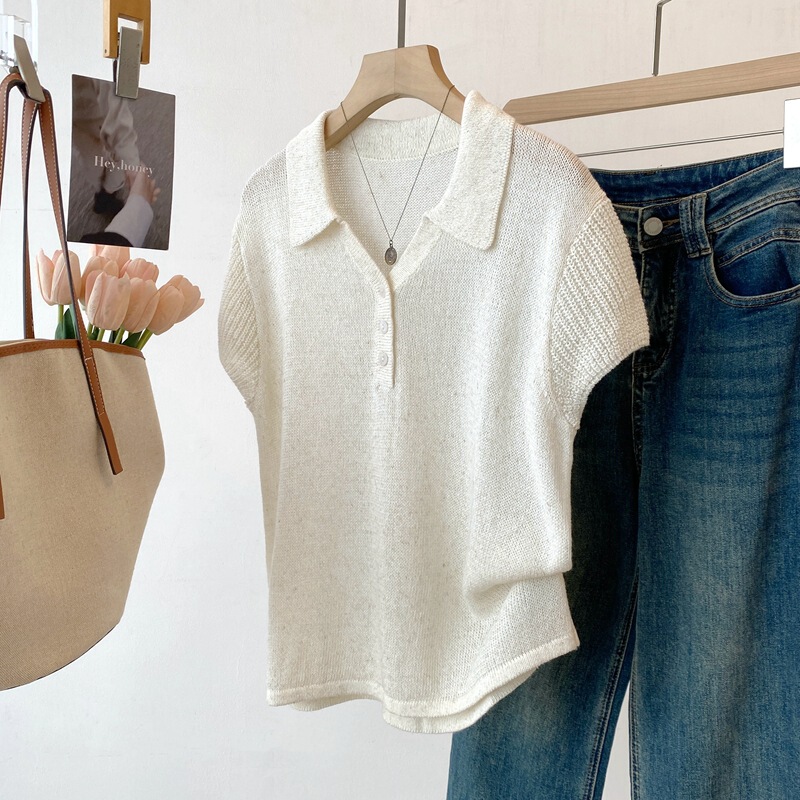26 New Summer Products: Moya High-Quality Japanese-Style Linen Knitwear Polo Collar Short-Sleeved Top V6302 26 New Summer Products: Moya High-Quality Japanese-Style Linen Knitwear Polo Collar Short-Sleeved Top V6302