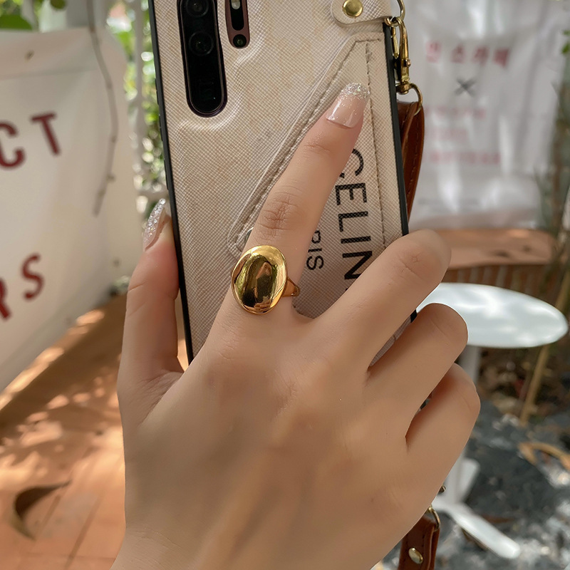 Korean Style Glossy Index Finger Ring 2021 New Oval Ins Simple Fashion Personalized Opening Ring Braceletpicture7