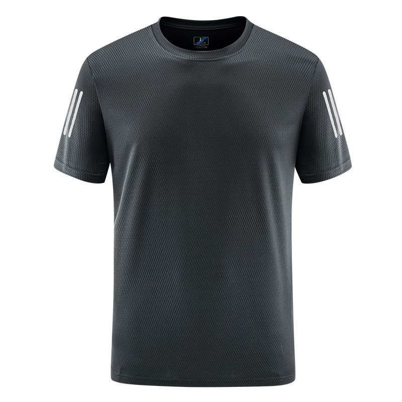 Hielo de malla hombre de verano media manga transpirable ocio deportivo acondicionamiento suelto rápido secado camiseta superior grande