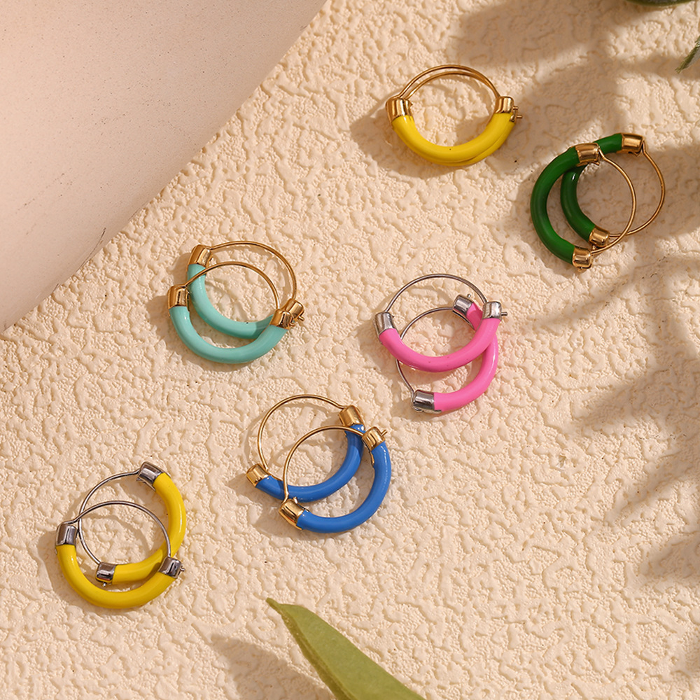 Hanging Basket Drop Oil Stainless Steel Earrings