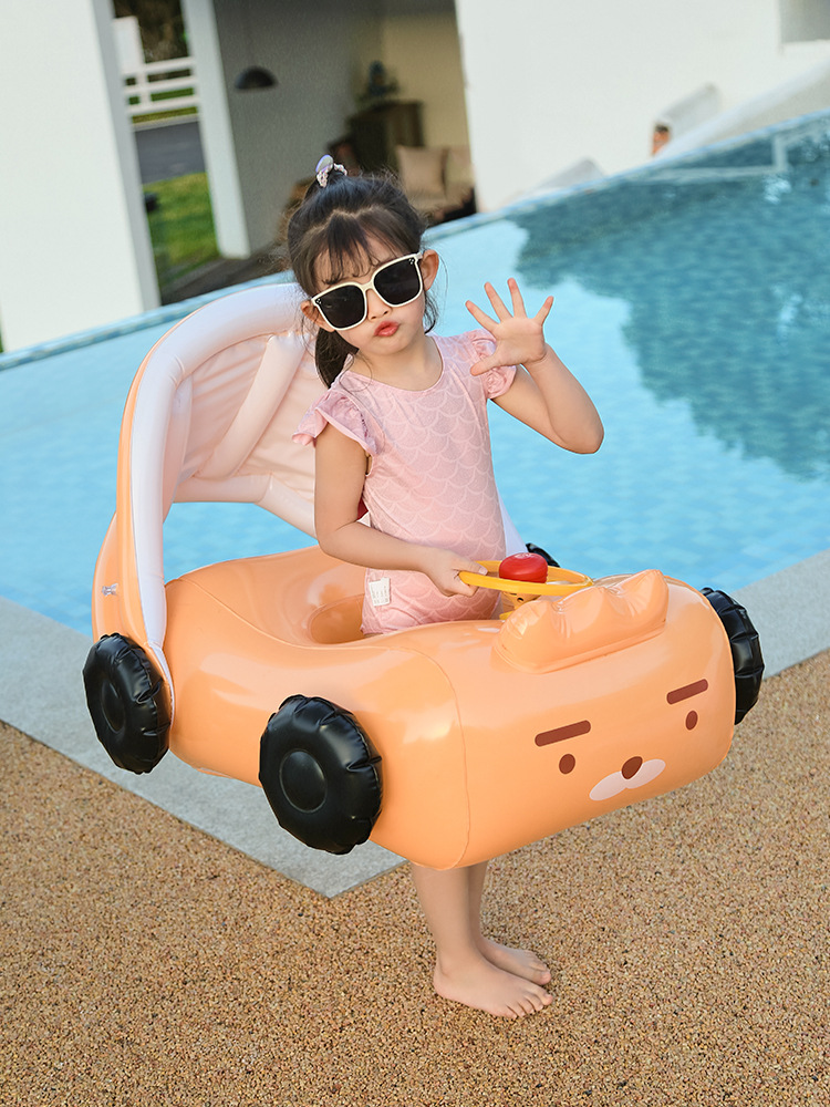 386g Weight Swim Ring Type of Swimming Accessories 1 Piece Quantity PVC Material Car, Sunshade Pattern Kid'S Gender Cute Style Cute Car Sunshade PVC Swim Ring Swimming Accessories 1 Piece 14