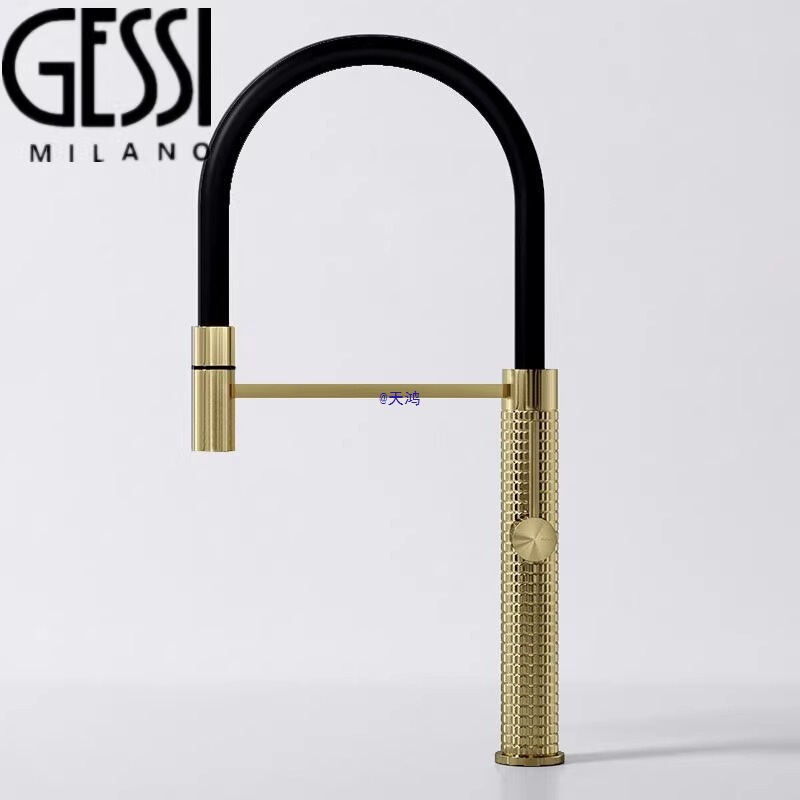 Italian Kitchen Faucet Island Copper Splash-Proof Jieshi Hot and Cold Pull-Out Rotating Universal