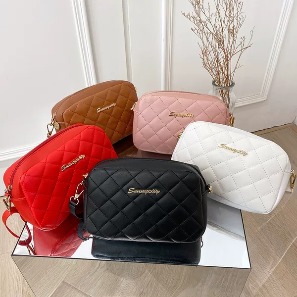 Embroidered camera bag ladies bag Christmas new shoulder bag rhombus messenger bag fashion bag women