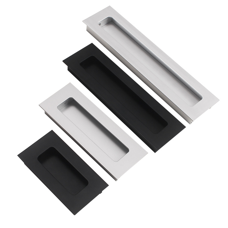 Modern Simple Sheet Metal Door Drawer Concealed Inner Invisible Hidden Handle Black Concealed Cabinet Door Handle