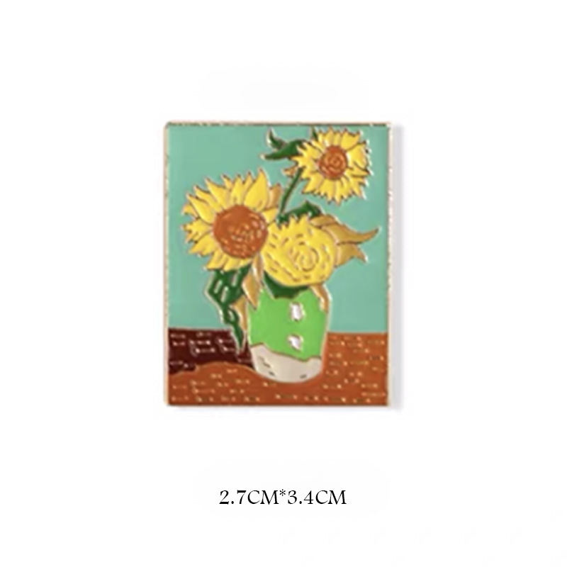 Van Gogh Starry Night Abstract Brooch Alloy Oil Painting Badge_voghion.com