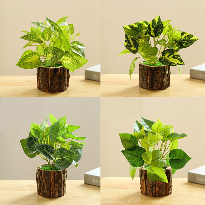 Set de plantas verdes en maceta de 4 piezas G ☆